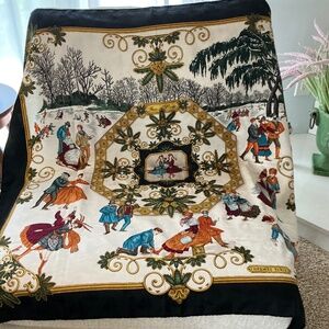 Vintage Hermes Joies D’hiver Black  Silk Scarf Rare-Skaters COA